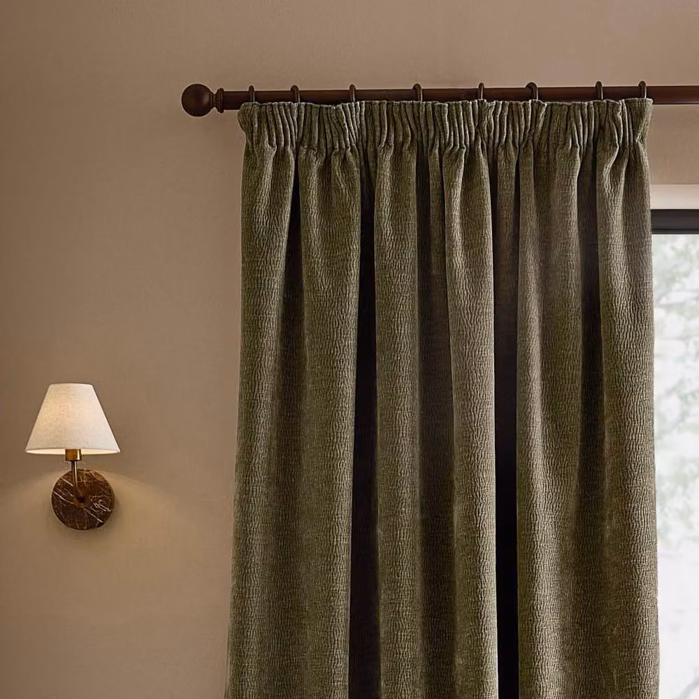 Yard Heath Washed Velvet Pencil Pleat Curtain Pair in Green, Width: 168 cm, Drop: 229 cm – 3