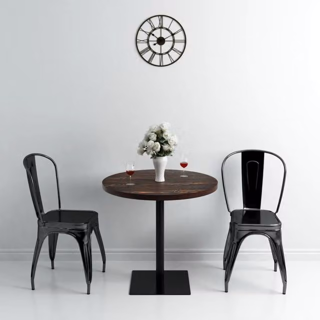 Berkfield Home Bistro Table in Dark Ash Brown, Round MDF and Steel, W: 80 cm, H: 75 cm – 1