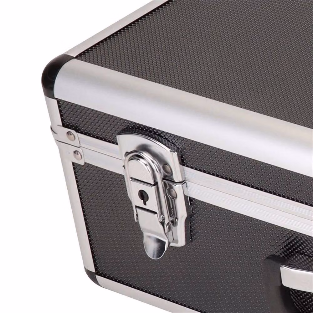 EONLION Large Flight Hard Case Tool Box with Inserts in Black Aluminium – 4