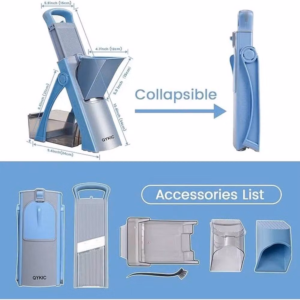 NESTLUNE Safe Mandoline Vegetable Slicer and Adjustable Chopper in Blue, W: 100 cm, D: 15 cm, H: 34 cm – 2