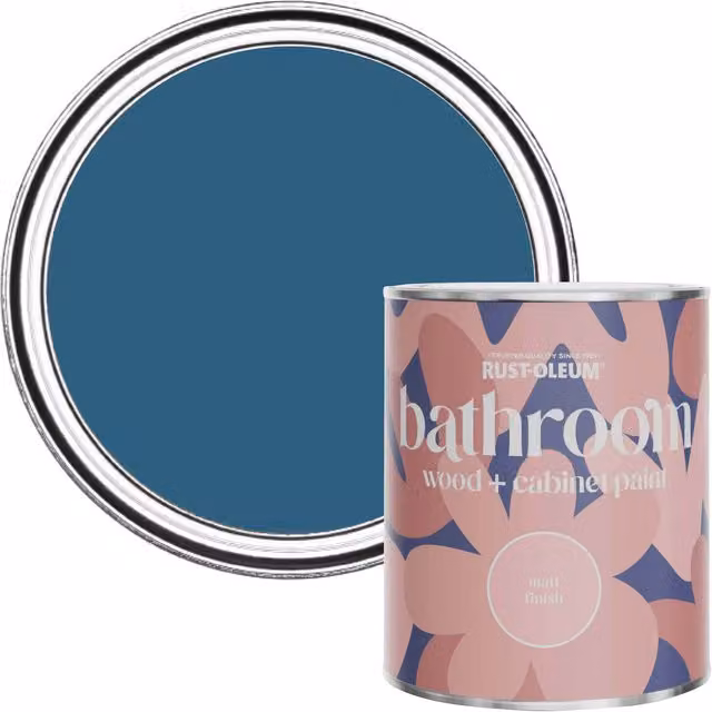 Rust-Oleum Moisture Resistant Bathroom Wood and Cabinet Paint in Matt Finish, Cobalt Blue, 750ml – 1