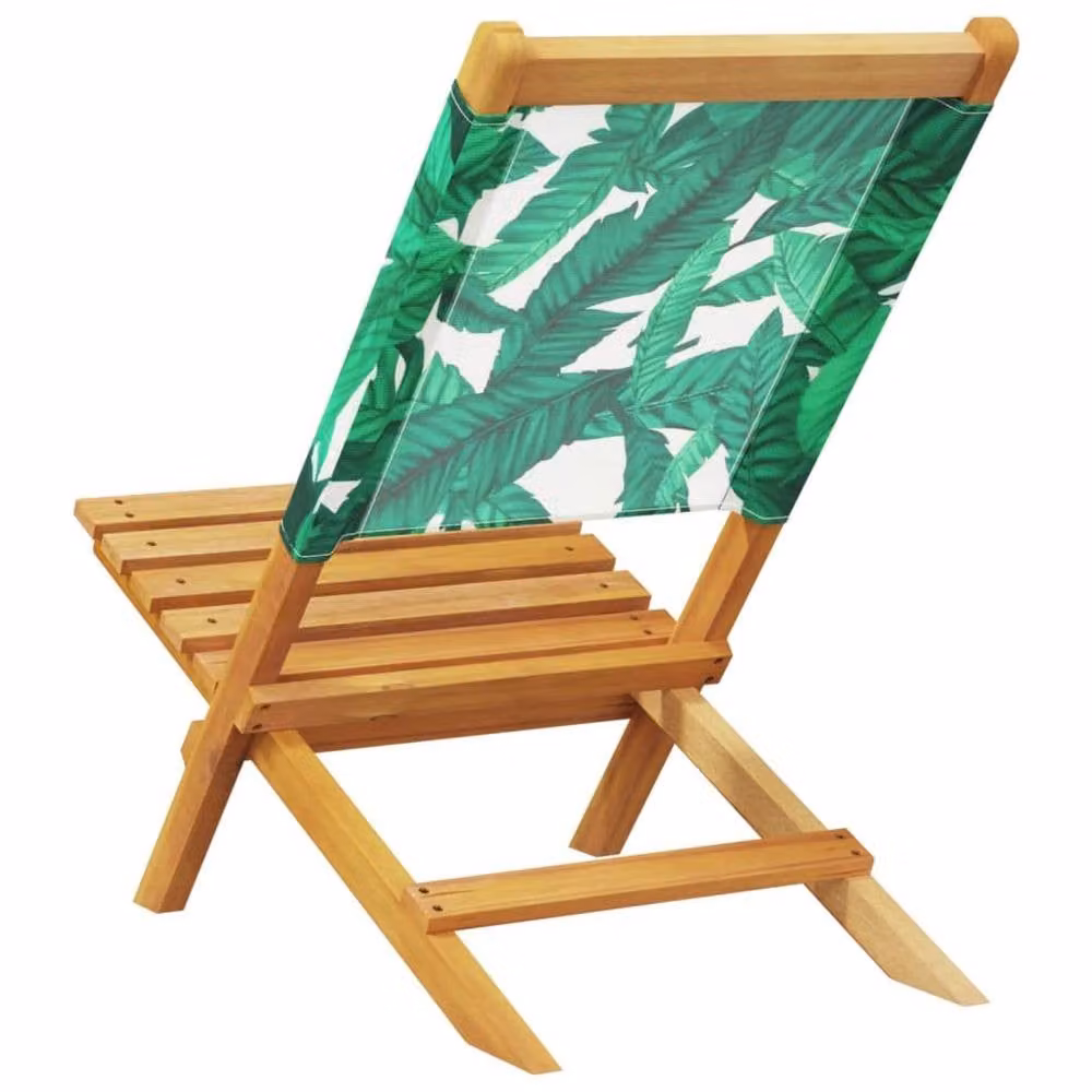 Berkfield Home Beautiful Garden Chairs, Set of 2, Green Acacia Wood with Leaf Pattern – 3