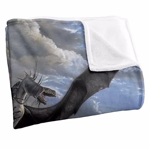LOGOVISION Lord of the Rings Fellbeast Throw Blanket, Multicolour and White, W/D/H: 152 x 127 cm – 2