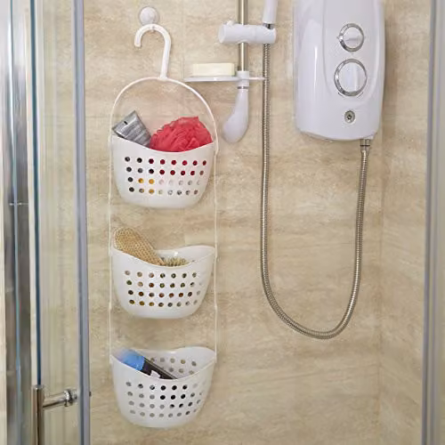 Premier Housewares 3-Tier Rustproof Plastic Shower Caddy in White, W: 22 cm, D: 16 cm, H: 83 cm – 2