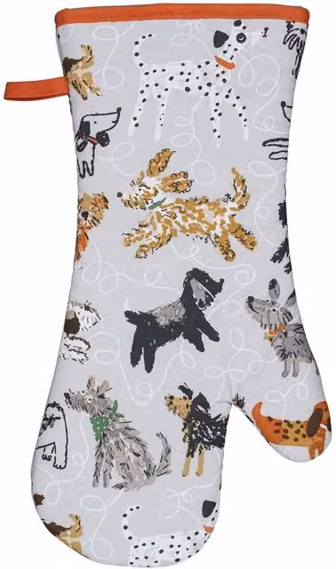 Ulster Weavers Polka Dots & Dogs Gauntlet Oven Glove in Grey and Black, W/H: 37 x 20 cm – 1