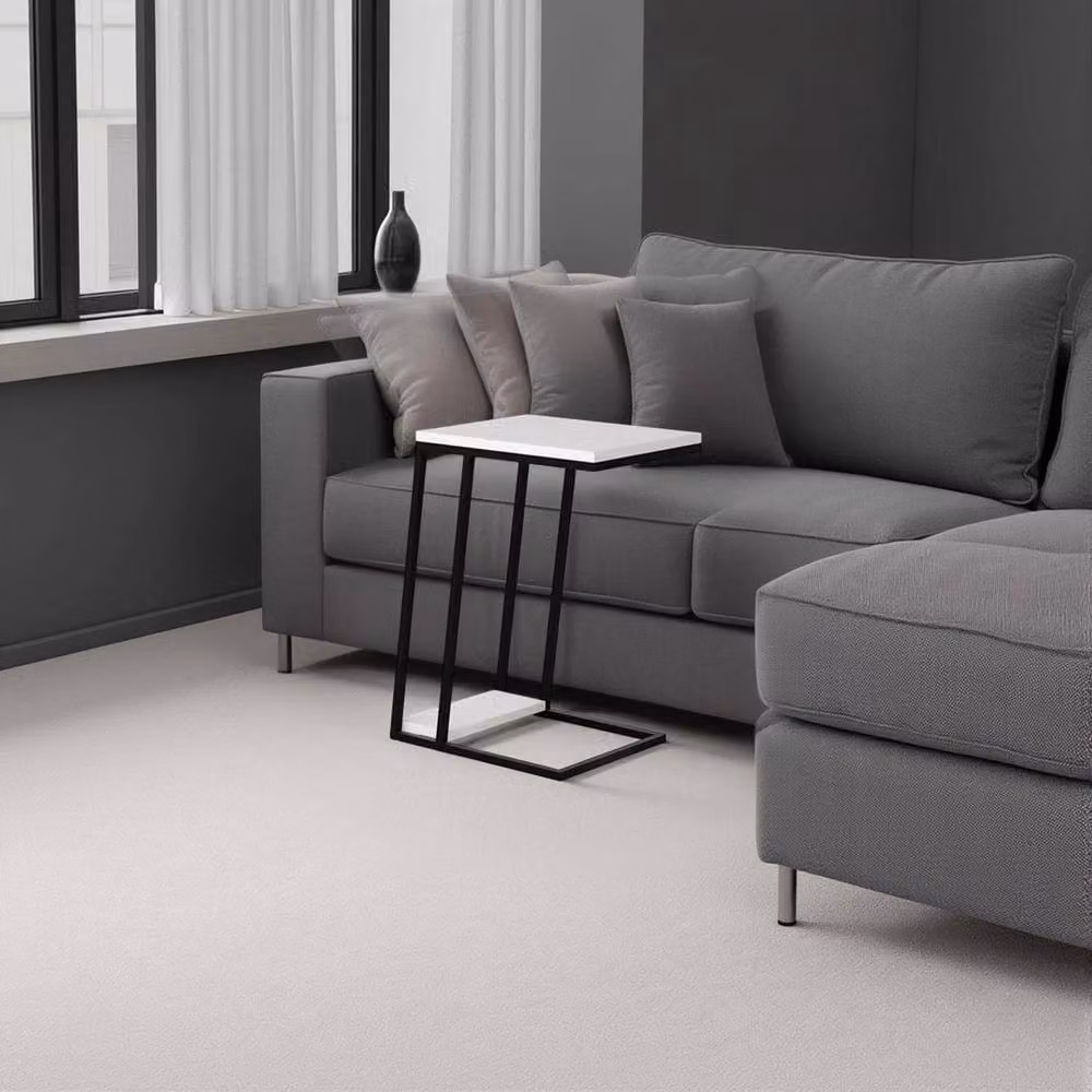 Havendro Modern 2 Tier White Sofa End Table with Metal Frame – 2