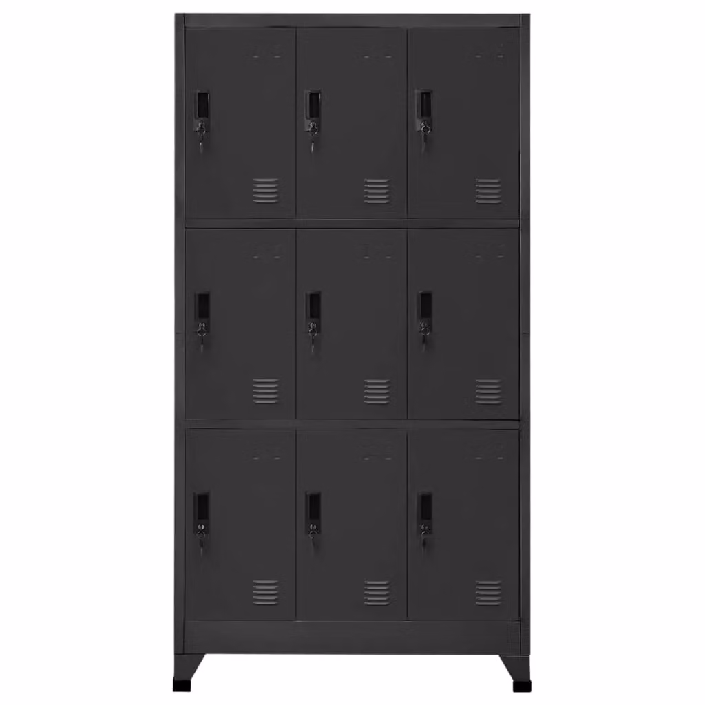Berkfield Home Anthracite Metal Locker Cabinet in Black, W/D/H: 90 x 45 x 180 cm – 2