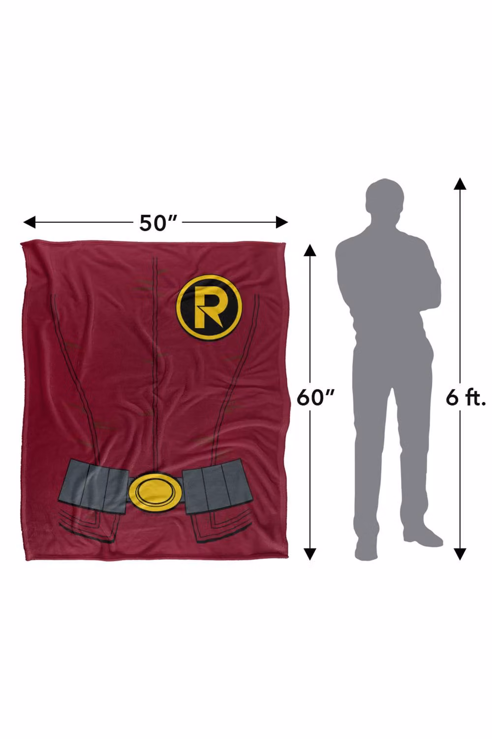 LOGOVISION Batman and Robin Uniform Super Soft Fleece Throw Blanket, Multicolour, W: 91.44 cm x L: 147 cm – 7