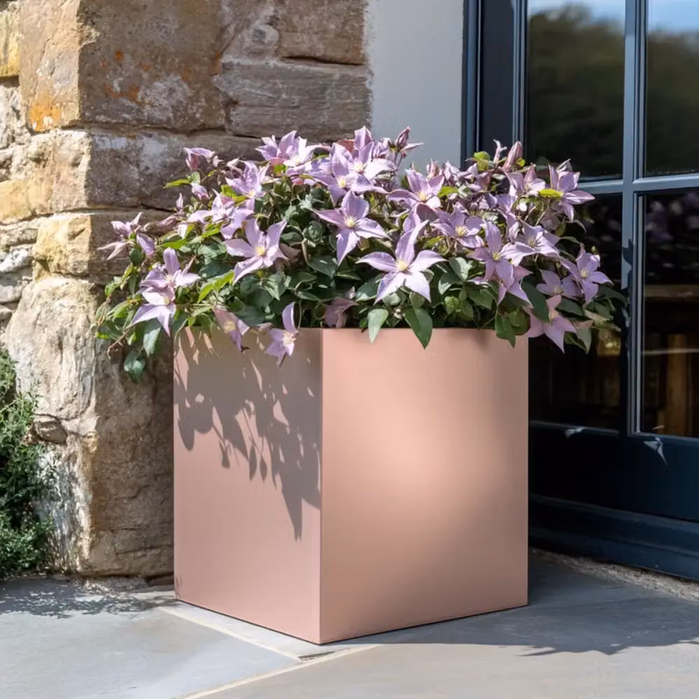 Access Garden Products Square Galvanised Steel Planter in Brushed Rose Gold Finish, 40 cm – 7