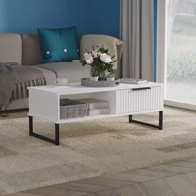 2 U Menai 1 Drawer Coffee Table in White – 1