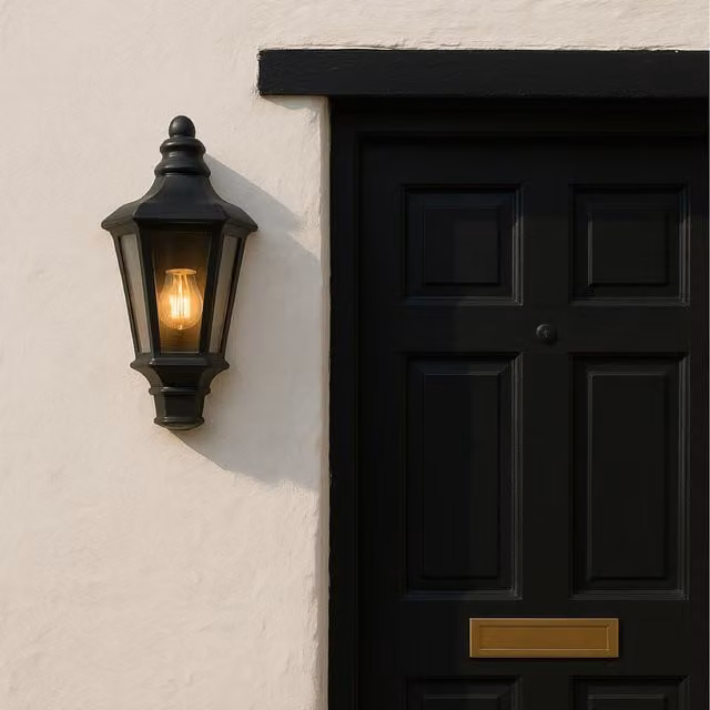 CGC Lighting Jimi Black Outdoor Half Wall Lantern Light with Transparent Glass