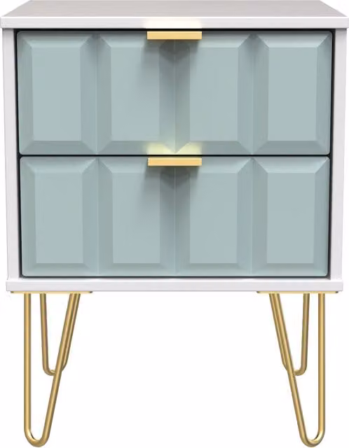 2 U Metro 2 Drawer Bedside Cabinet in Duck Egg Blue and Gold