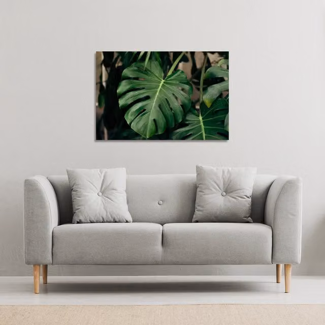 Benjamin Tate Design LTD Monstera Leaves Botanical Canvas Print, Green, W: 127 cm, H: 101 cm