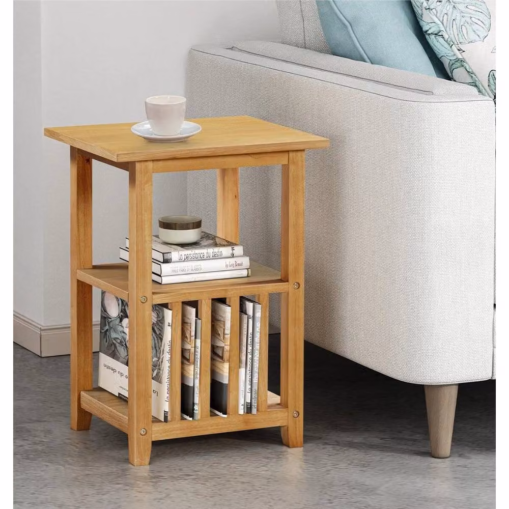 FORGEVIO Small Side Table and Magazine Rack in Light Oak Veneer – 3