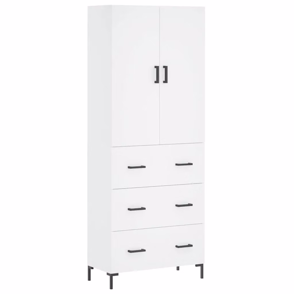 Berkfield Home Modern White Matt Highboard with Hinged Doors and Internal Shelves, W/D/H: 69.5 x 34 x 180 cm – 2