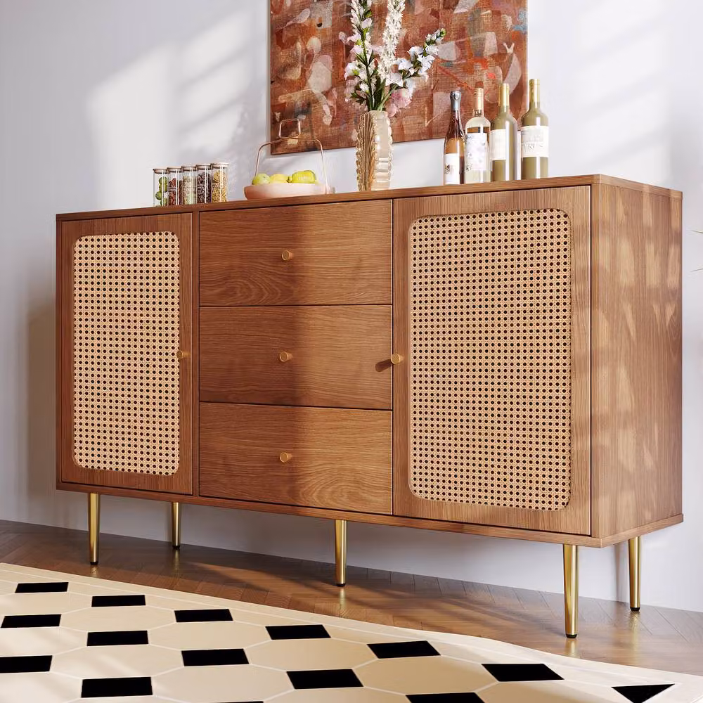 STILVORA Modern Sideboard in Brown Walnut Finish with Adjustable Shelf – 2