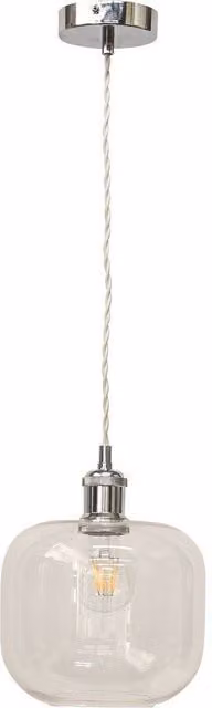 First Choice Lighting Bletch Retro Pendant Fitting with Transparent Glass and Chrome Finish – 1