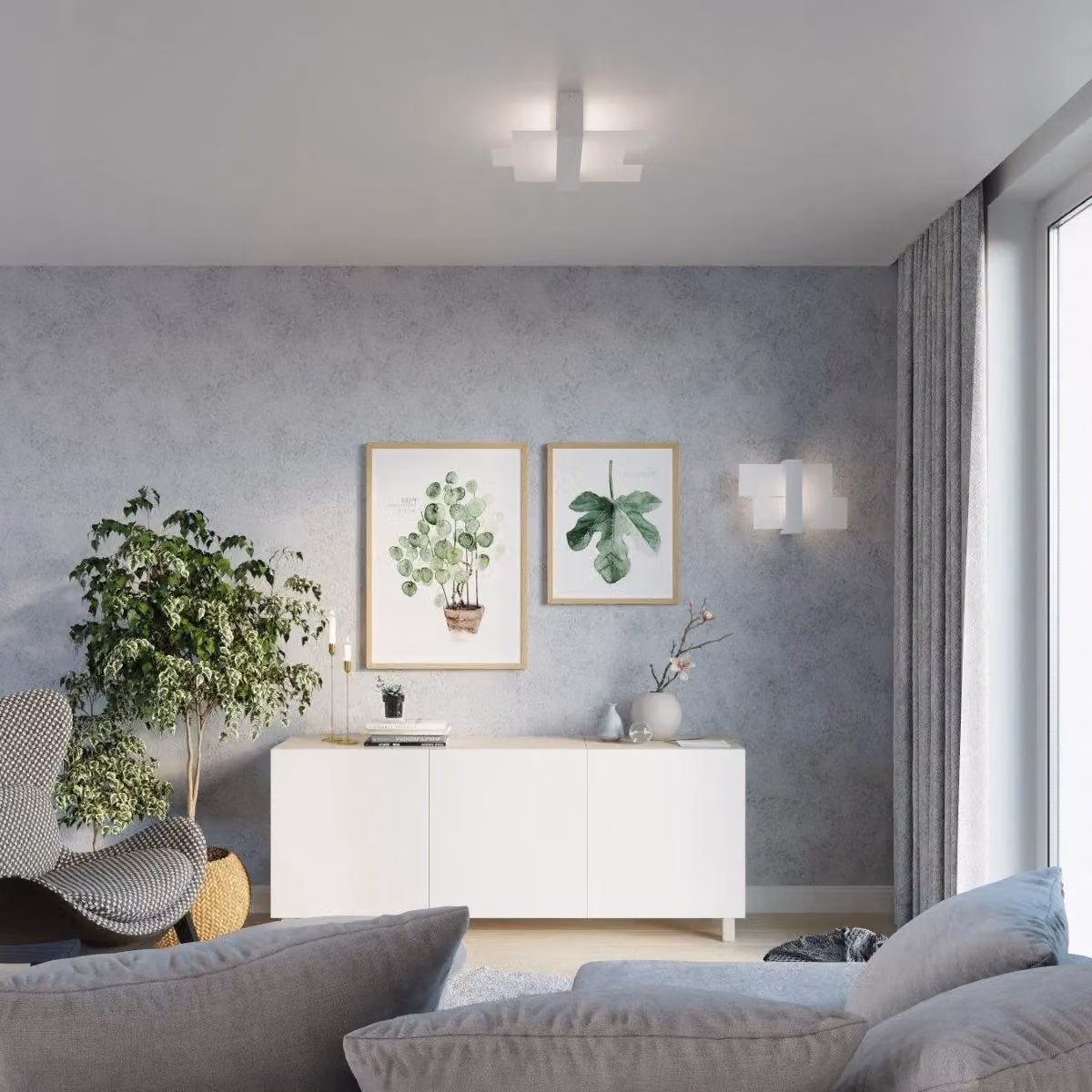Sollux Lighting Feniks SL.0079 Scandinavian Wall Lamp in White and Wood, W/D/H: 30 x 43 x 12 cm – 3