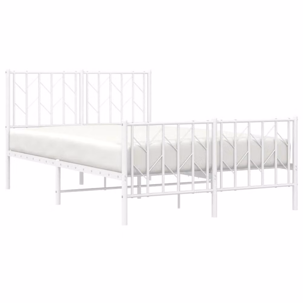 Berkfield Home Metal Bed Frame with Footboard, White, W/D/H: 120 x 190 cm – 3