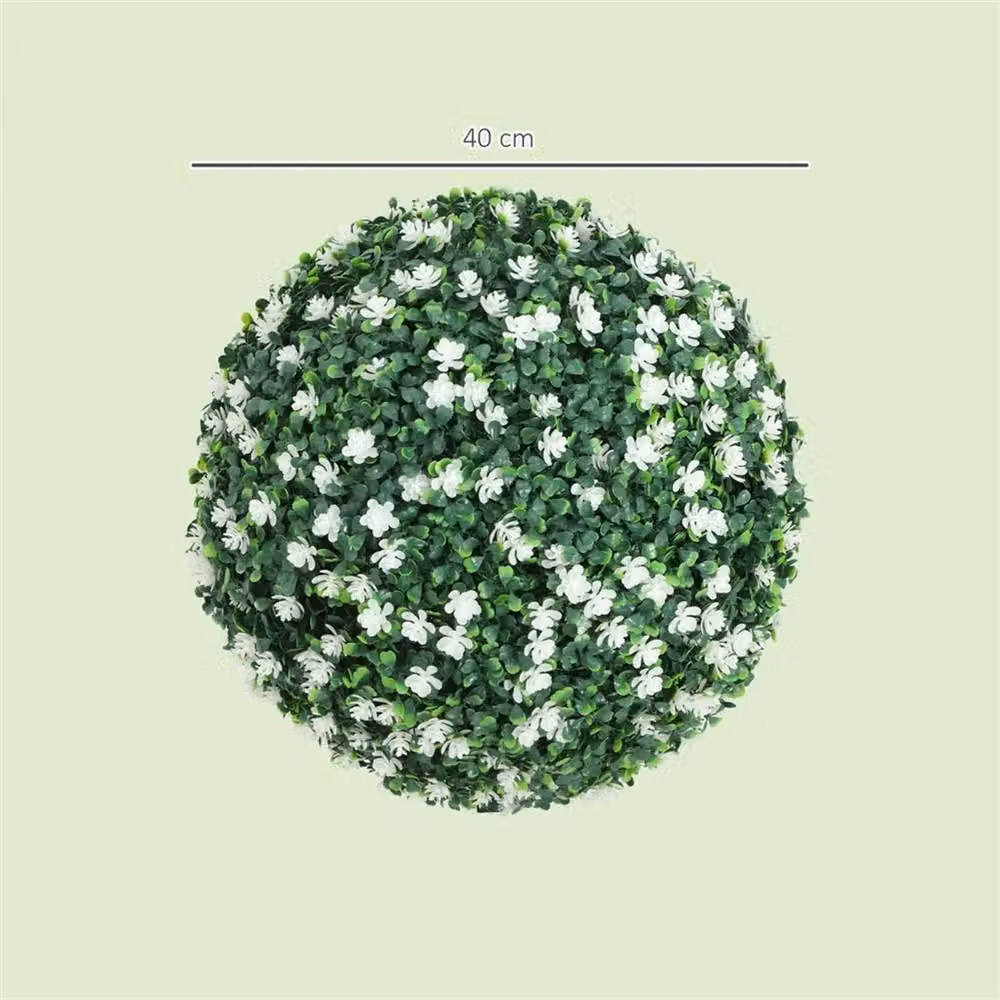 Nordara Set of 2 Green Artificial Round Faux Boxwood Topiary Balls for Indoor or Outdoor Use – 2