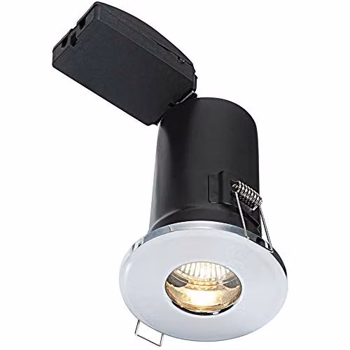 Loops IP65 Bathroom Recessed Ceiling Downlight in Chrome with GU10 Lamp Holder, Dimmable and LED Compatible – 1