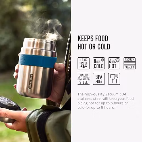 Black + Blum Vacuum Insulated Stainless Steel Food Flask, Leakproof, 400ml, Silver – 2