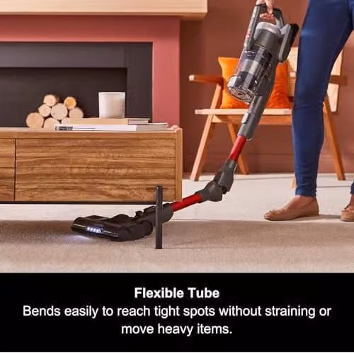 Morphy Richards MRXSTICKPRO Intelliclean Cordless Vacuum Cleaner with 3L Self-Empty Station, Grey/Red – 4