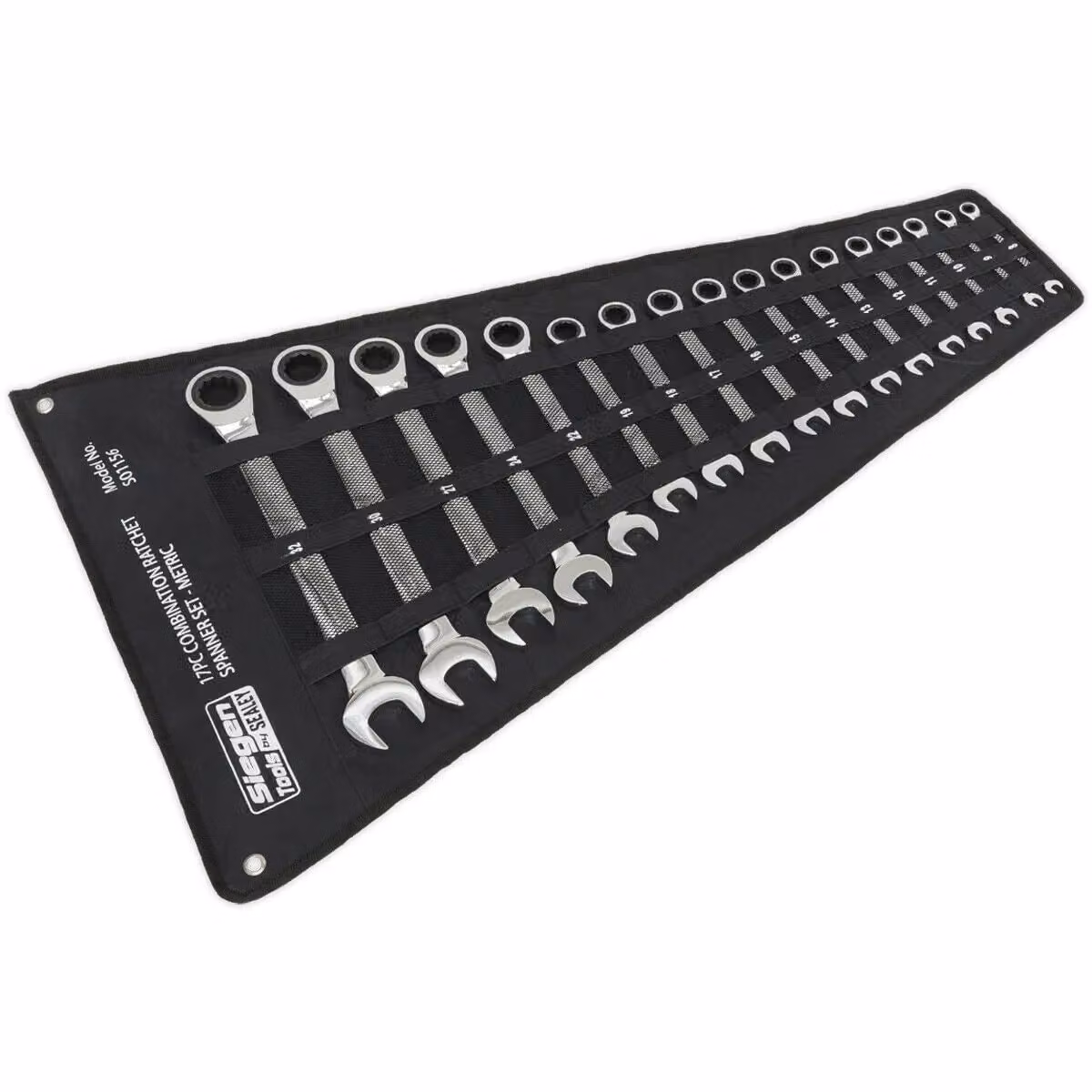 Loops 17pc Ratchet Combination Spanner Set, 12 Point Metric Ring Open Head Wrench in Silver and Multicolour Chrome Vanadium Steel – 4
