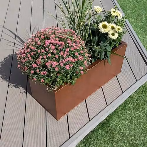 Access Garden Products Galvanised Steel Trough Planter, Bronze/Brown, W: 75 cm, D: 32 cm, H: 32 cm – 7