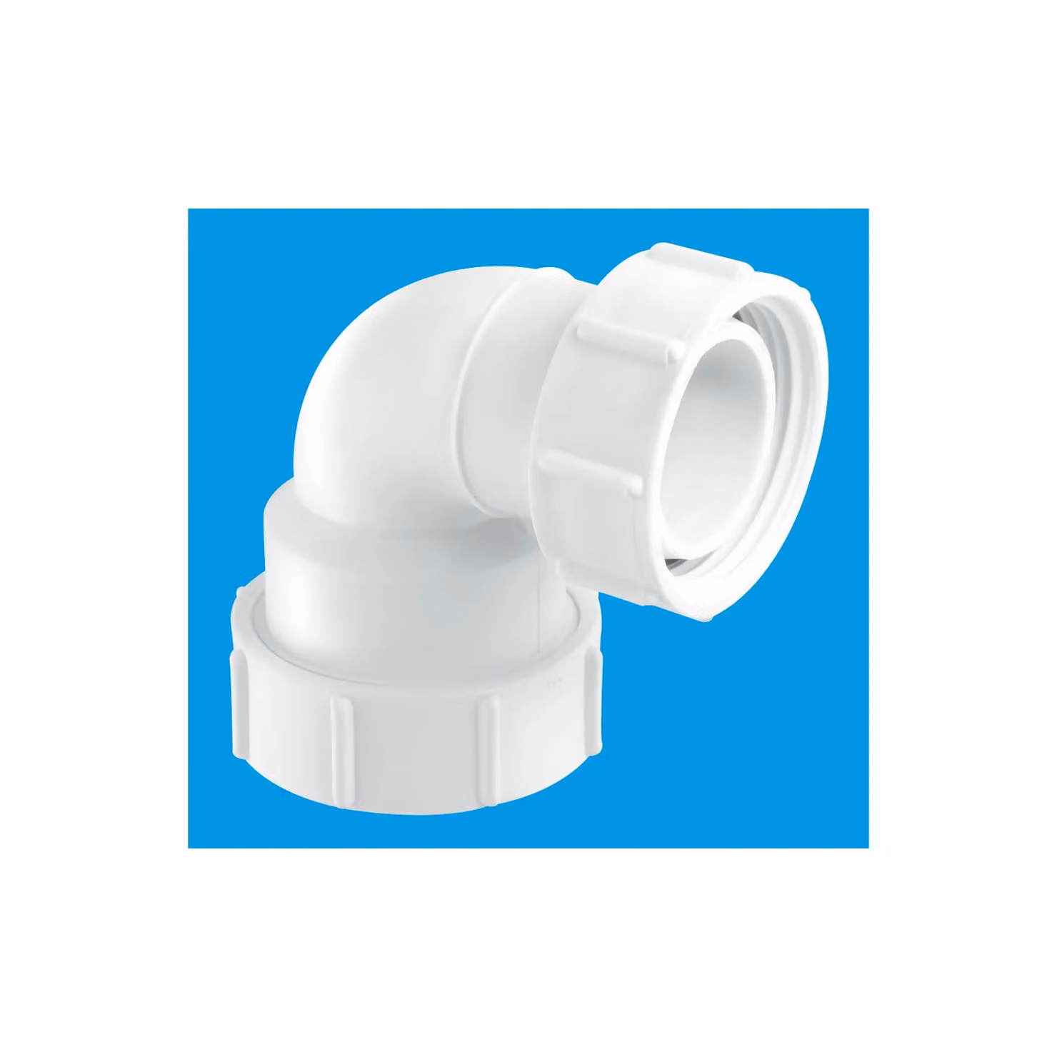 McAlpine 1.5 inch 95 Degree Multifit Bend with BSP Coupling Nut, White – 2