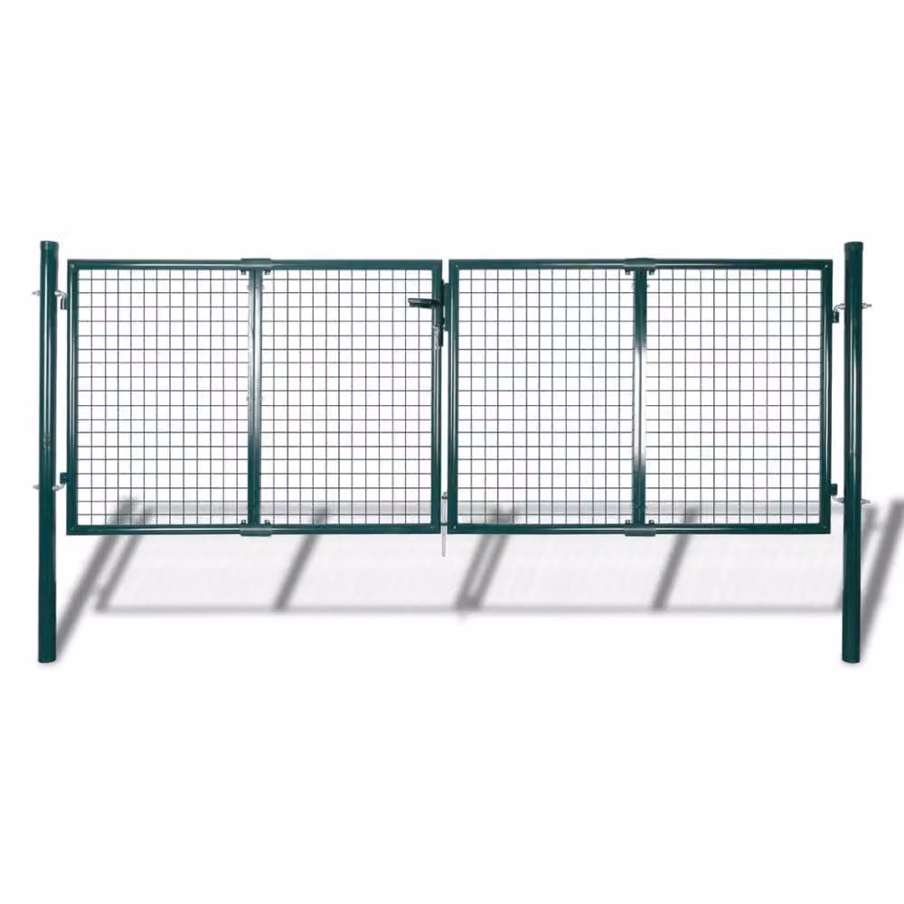 Berkfield Home Durable Green Galvanised Steel Swing Fence Gate W: 306 cm, H: 175 cm – 2