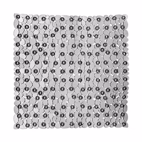Premier Housewares Orsina Non-Slip Square Pebble Design Bath Mat, Grey, W/D/H: 54 x 54 x 1 cm