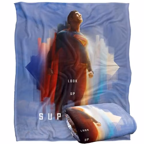 LOGOVISION Superman 2025 Look Up Shield Super Soft White Throw Blanket, W/D/H: 152 x 127 cm