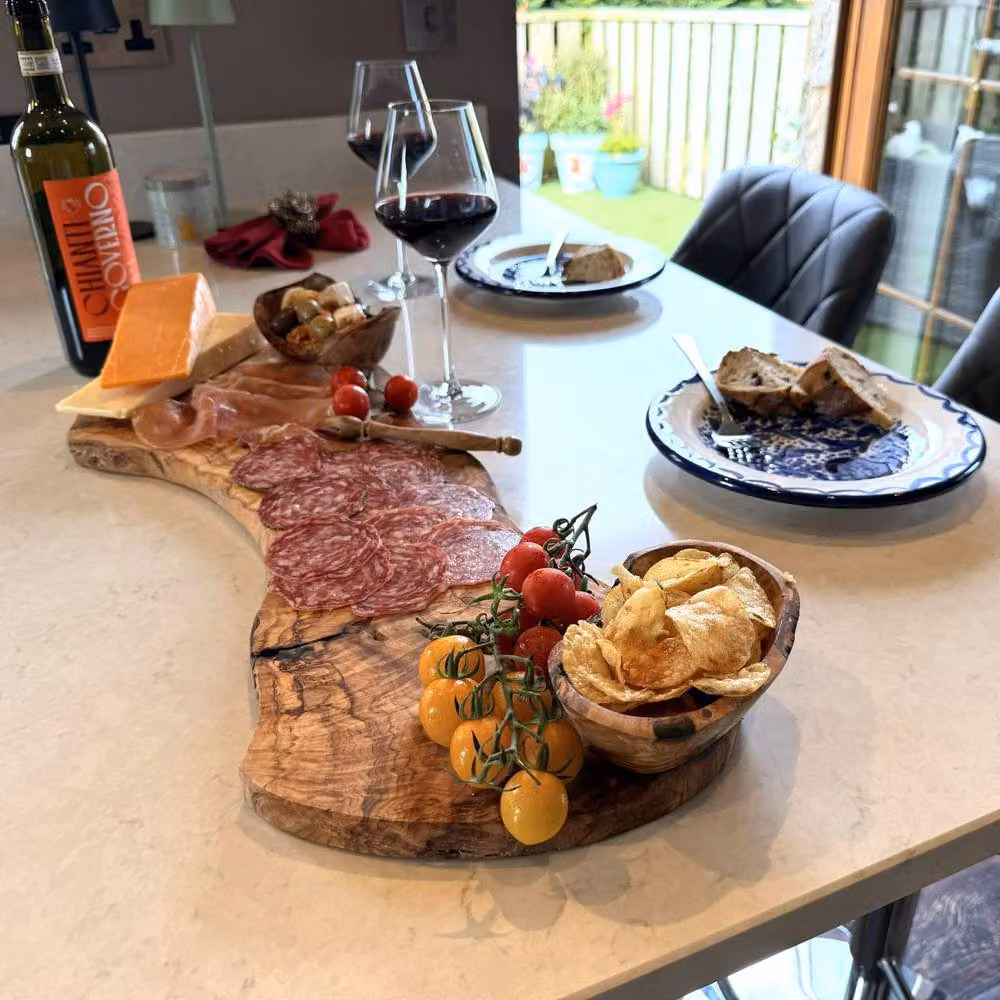 Verano Spanish Ceramics Rustic Slim Olive Wood Charcuterie Board, Brown, W: 14 cm, L: 60 cm – 4