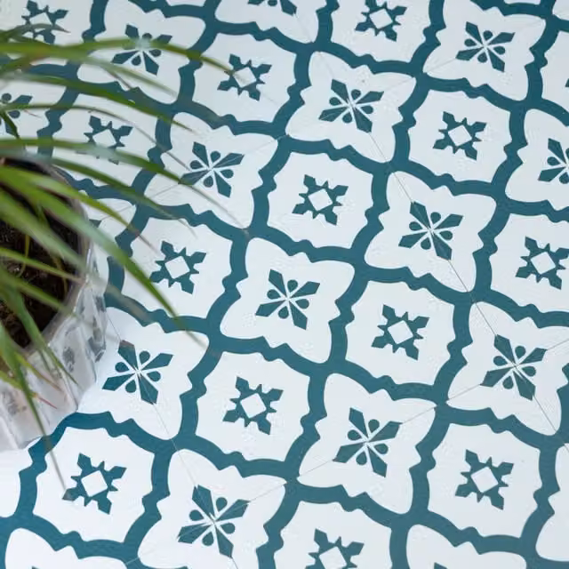 Floor Pops Comet Petrol Blue Self-adhesive Vinyl Floor Tiles