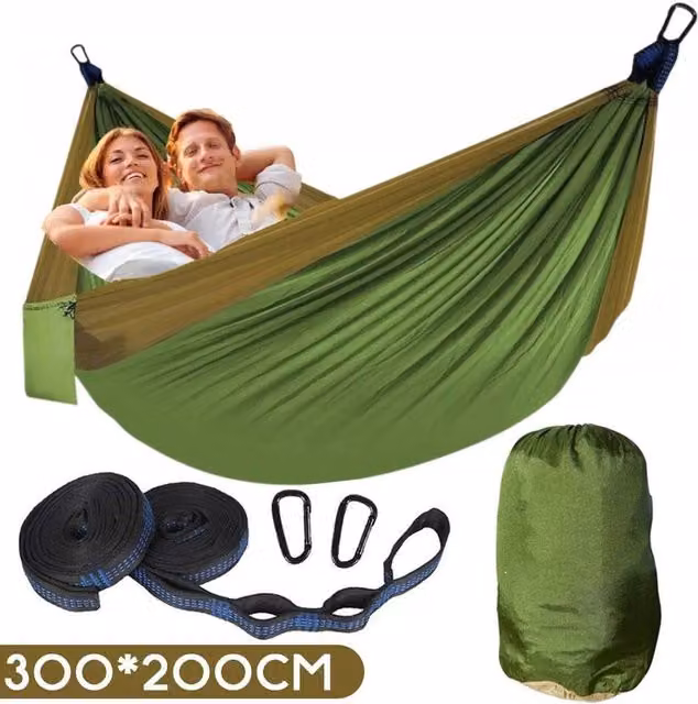 KORVIXA Double Camping Hammock, Green, Width: 100 cm