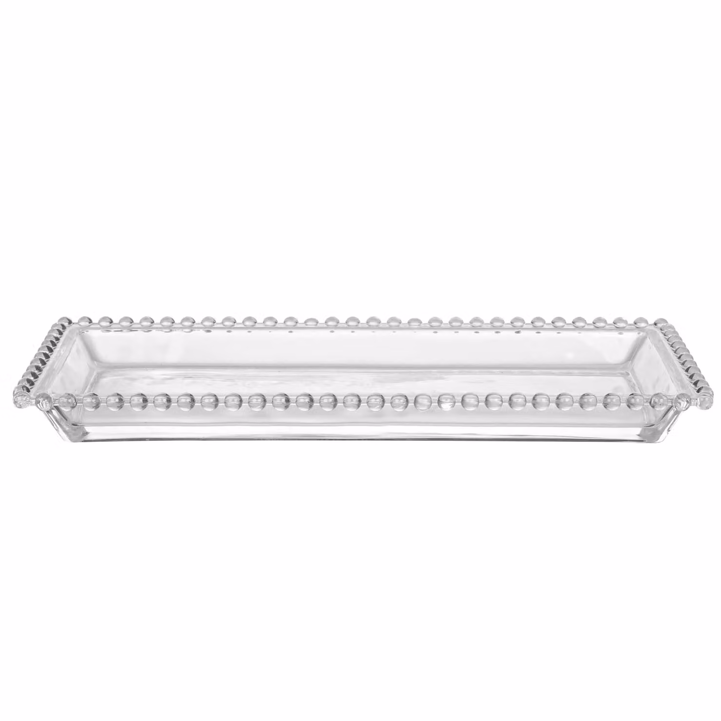 Dibor Set of 2 Bella Perle Beaded Glass Serving Platters, Clear, L: 29 cm, W: 13 cm – 2