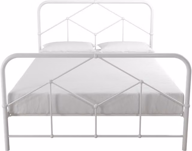 Novogratz Francis Vintage Metal Farmhouse Bed in White, W/D/H: 180 x 200 cm