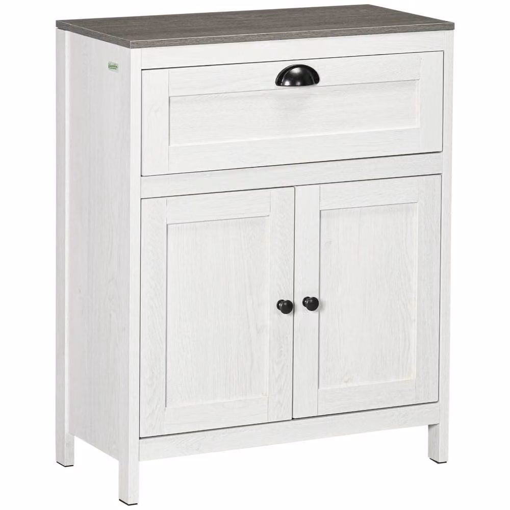 Wyld Haus Sunoli Antique White and Grey Bathroom Cabinet with Double Doors, Internal Drawers and Shelves – 2