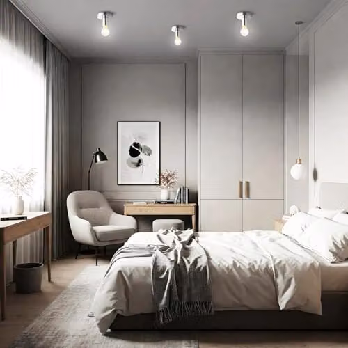 Happy Homewares Chrome Industrial Style Ceiling or Wall Light Fitting, W/D/H: 12 x 8 x 12 cm – 3