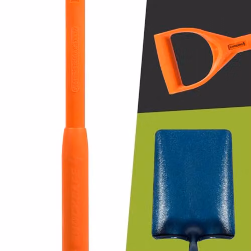 PDL Pegdev Carters Shocksafe Insulated Taper Mouth Contractor Shovel and Spade, Blue and Orange, 28 inch – 2