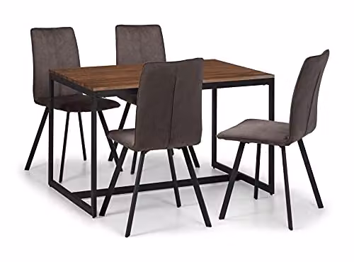 Julian Bowen Tribeca Rectangular Modern Dining Table in Black and Walnut, W: 120 cm, H: 75 cm – 2