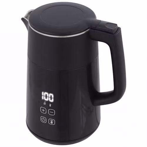 HOMCOM 1.7L Fast Boil 2500W Electric Kettle in Black with Stainless Steel and Keep Warm Function – 1