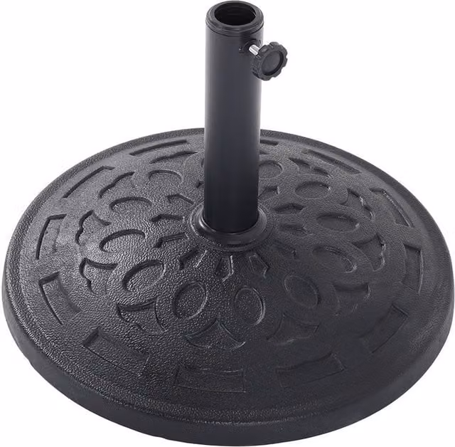 Livingandhome Freestanding Floral Parasol with Matt Black Concrete Weighted Base
