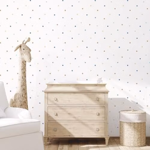 Galerie Tiny Tots 2 Dots Blue and Beige Abstract Dotted Wallpaper for Children's Rooms