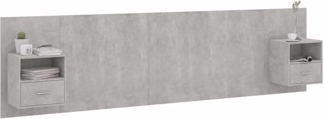 Berkfield Home Classic Bed Headboard with Integrated Nightstands and Side Compartments, Concrete Grey Engineered Wood, H 80.0 x W 120.0 x D 48.5 cm – 1