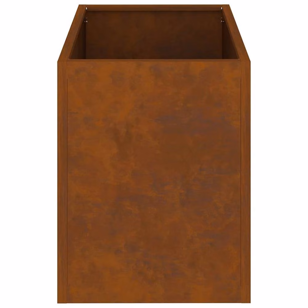 Berkfield Home Brown Weathered Steel Garden Planter Tub W: 50 cm, D: 32 cm, H: 40 cm – 3