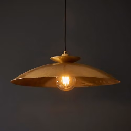 Merano Livorno Dome Pendant Ceiling Light in Hammered Brass – 2