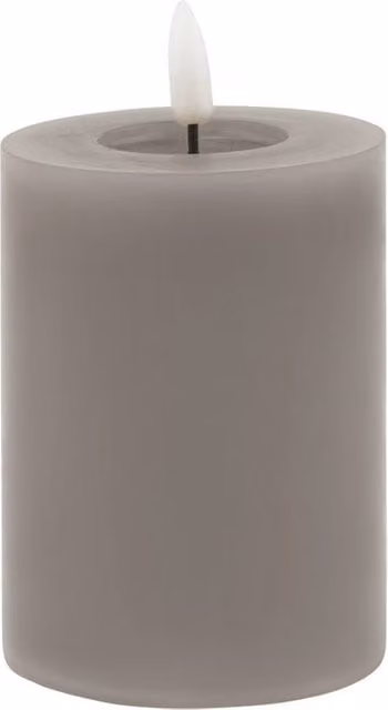 Lemon Pavilion Luxe Collection Grey Melt Effect LED Pillar Candle with Flicker Effect, W8 x D8 x H10 cm