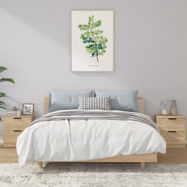 Berkfield Home Set of 2 Modern Sonoma Oak Bedside Cabinets in Brown